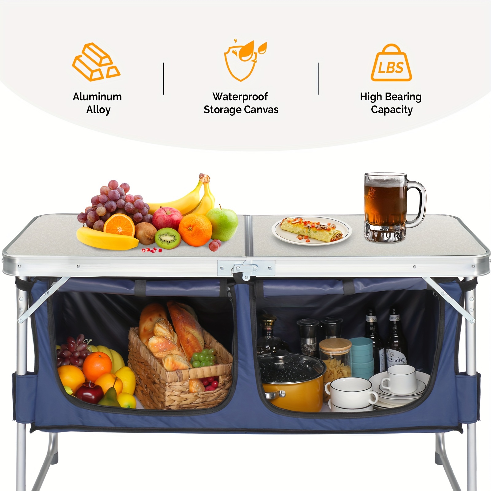 outdoor camping table portable aluminum camping table foldable table with organizers folding camping table for travel beach details 5