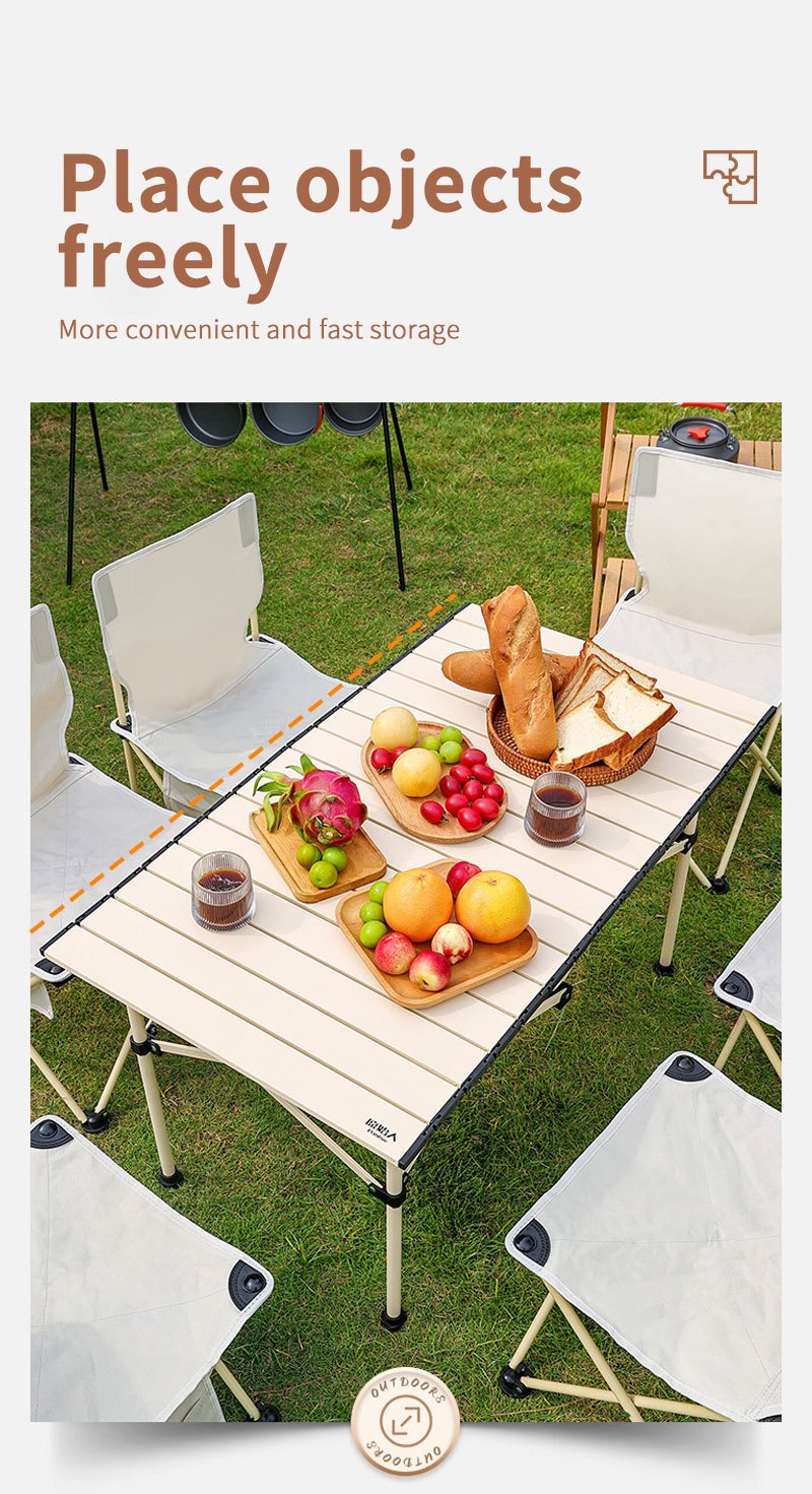 outdoor folding table egg roll table portable picnic table camping table packet packages easy storage details 3