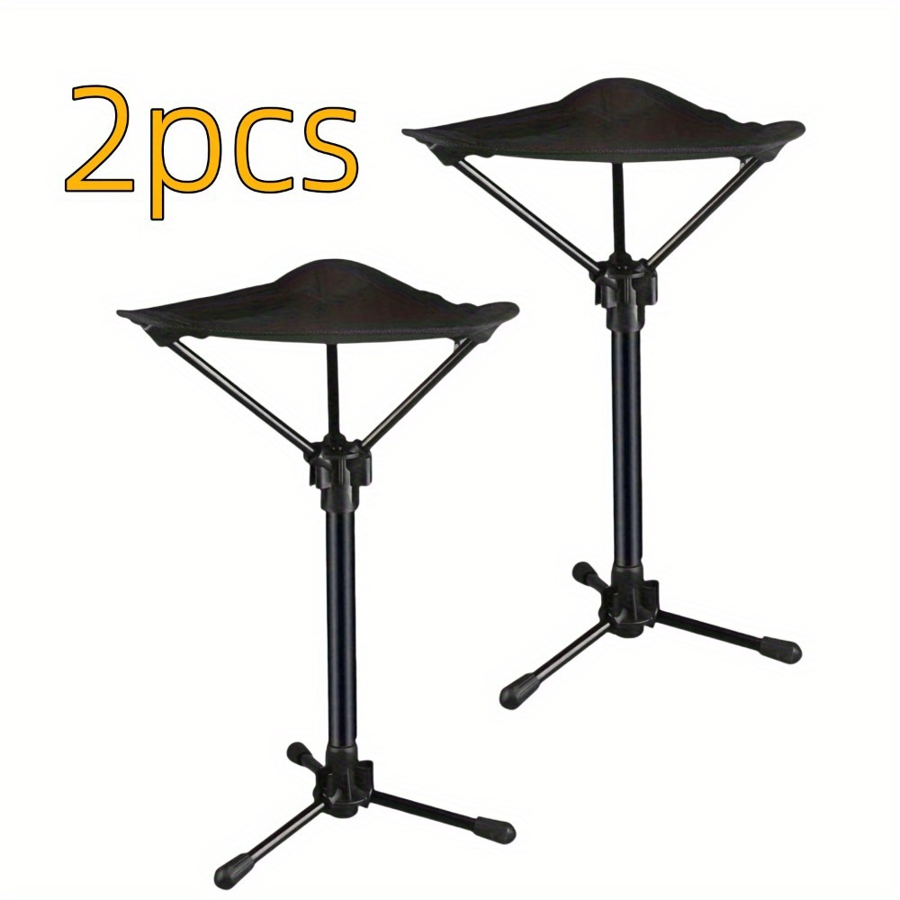 2pcs portable telescopic chairs lightweight folding chairs for fishing and camping adjustable height single leg tripod seats foldable and compact design details 0