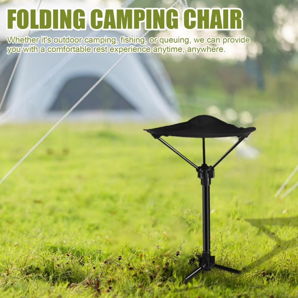 2pcs portable telescopic chairs lightweight folding chairs for fishing and camping adjustable height single leg tripod seats foldable and compact design details 2