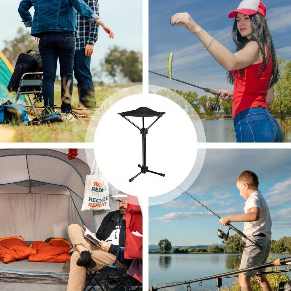 2pcs portable telescopic chairs lightweight folding chairs for fishing and camping adjustable height single leg tripod seats foldable and compact design details 3