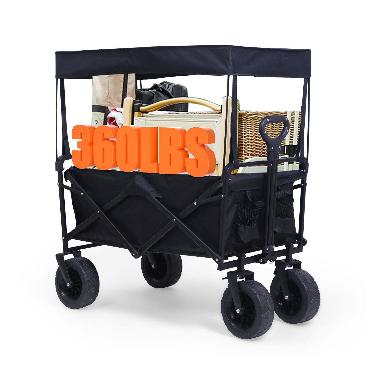 versatile collapsible wagon camping cart with removable canopy and 360lbs weight capacity ideal for garden beach trips picnics outdoor events and more details 0