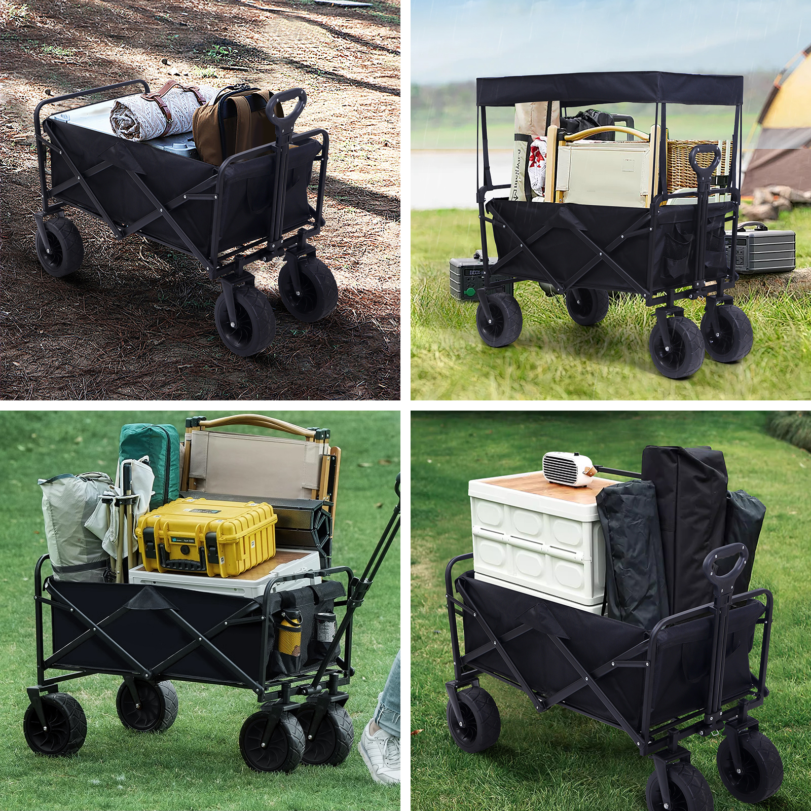 versatile collapsible wagon camping cart with removable canopy and 360lbs weight capacity ideal for garden beach trips picnics outdoor events and more details 7