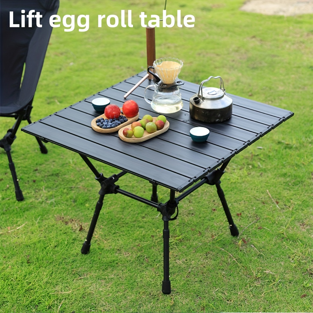 outdoor folding egg roll table and chair equipped for camping portable retractable picnic barbecue ultra light aluminum alloy   picnic table details 0