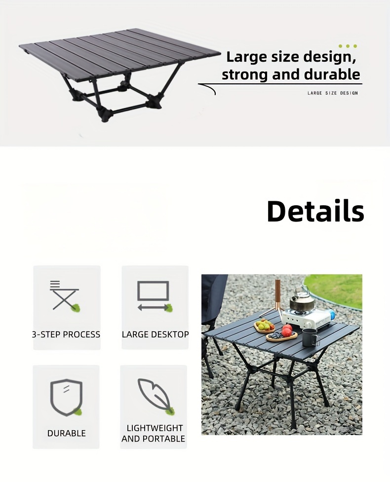 outdoor folding egg roll table and chair equipped for camping portable retractable picnic barbecue ultra light aluminum alloy   picnic table details 8