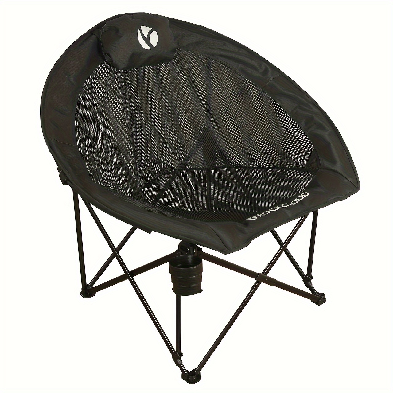 portable camping chair ultra light folding moon chair outdoor camping hiking backpack lawn beach sports black details 0