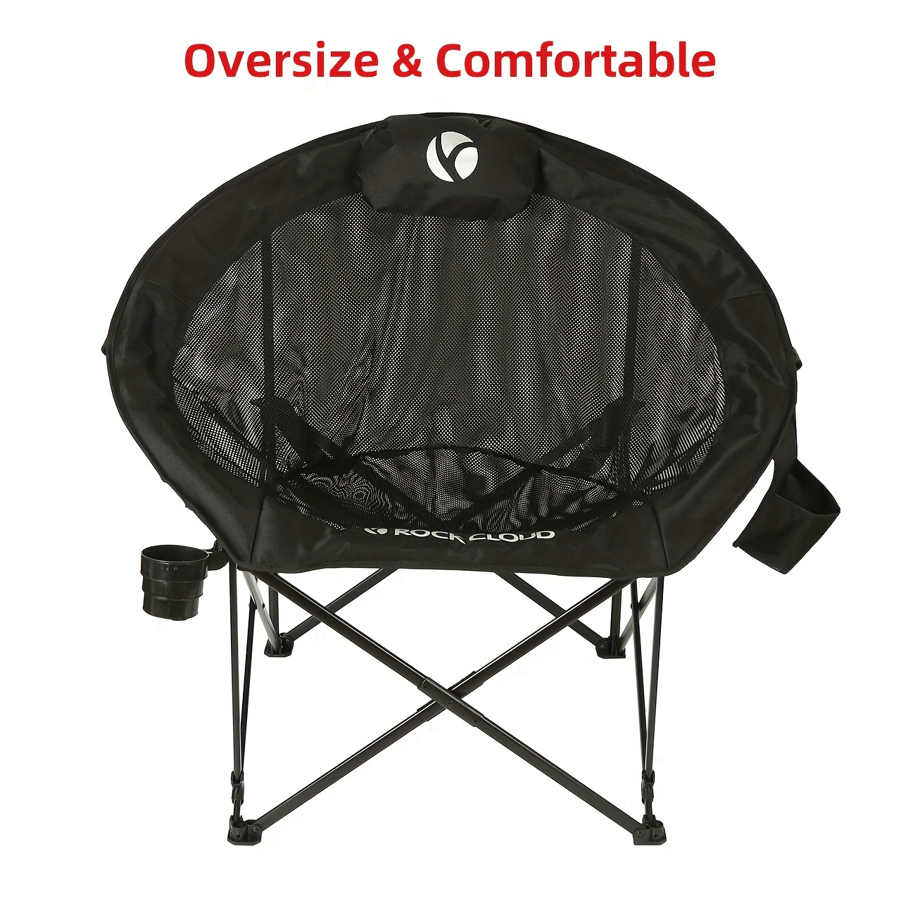 portable camping chair ultra light folding moon chair outdoor camping hiking backpack lawn beach sports black details 3