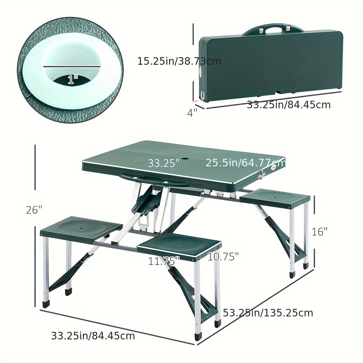 1 pack portable camping table dining table foldable camping table for outdoor scene green details 0