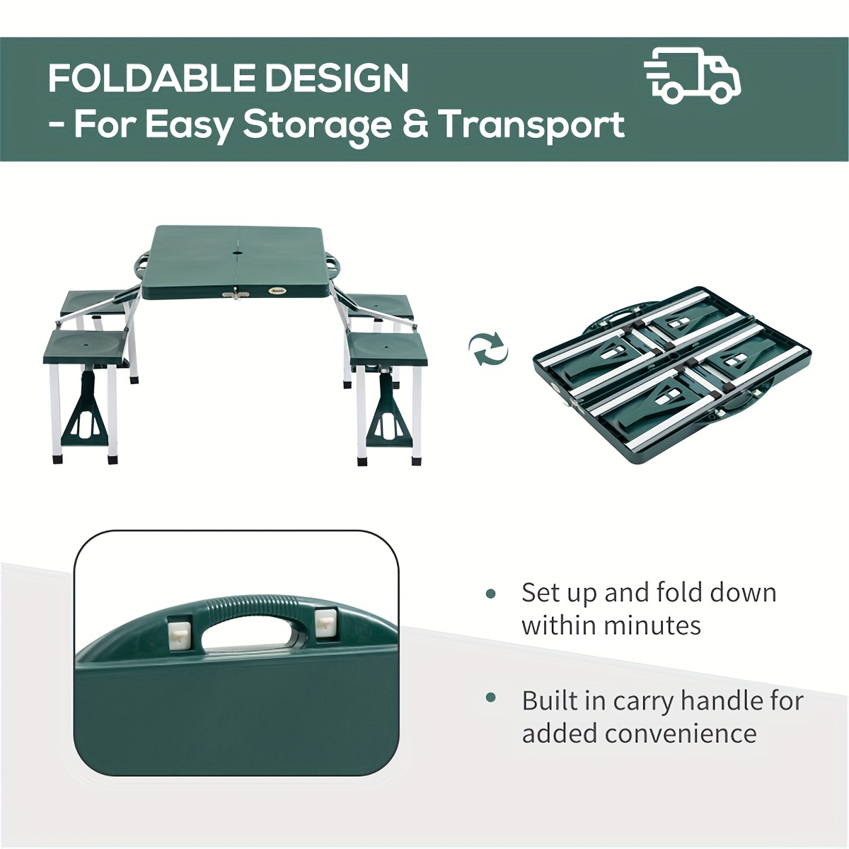 1 pack portable camping table dining table foldable camping table for outdoor scene green details 2