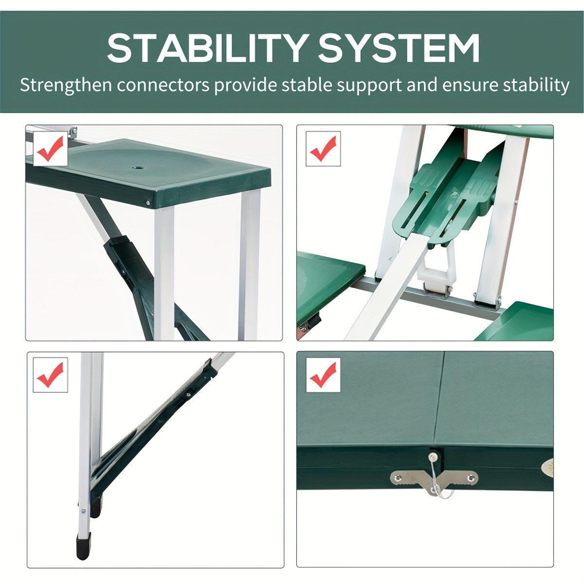 1 pack portable camping table dining table foldable camping table for outdoor scene green details 4