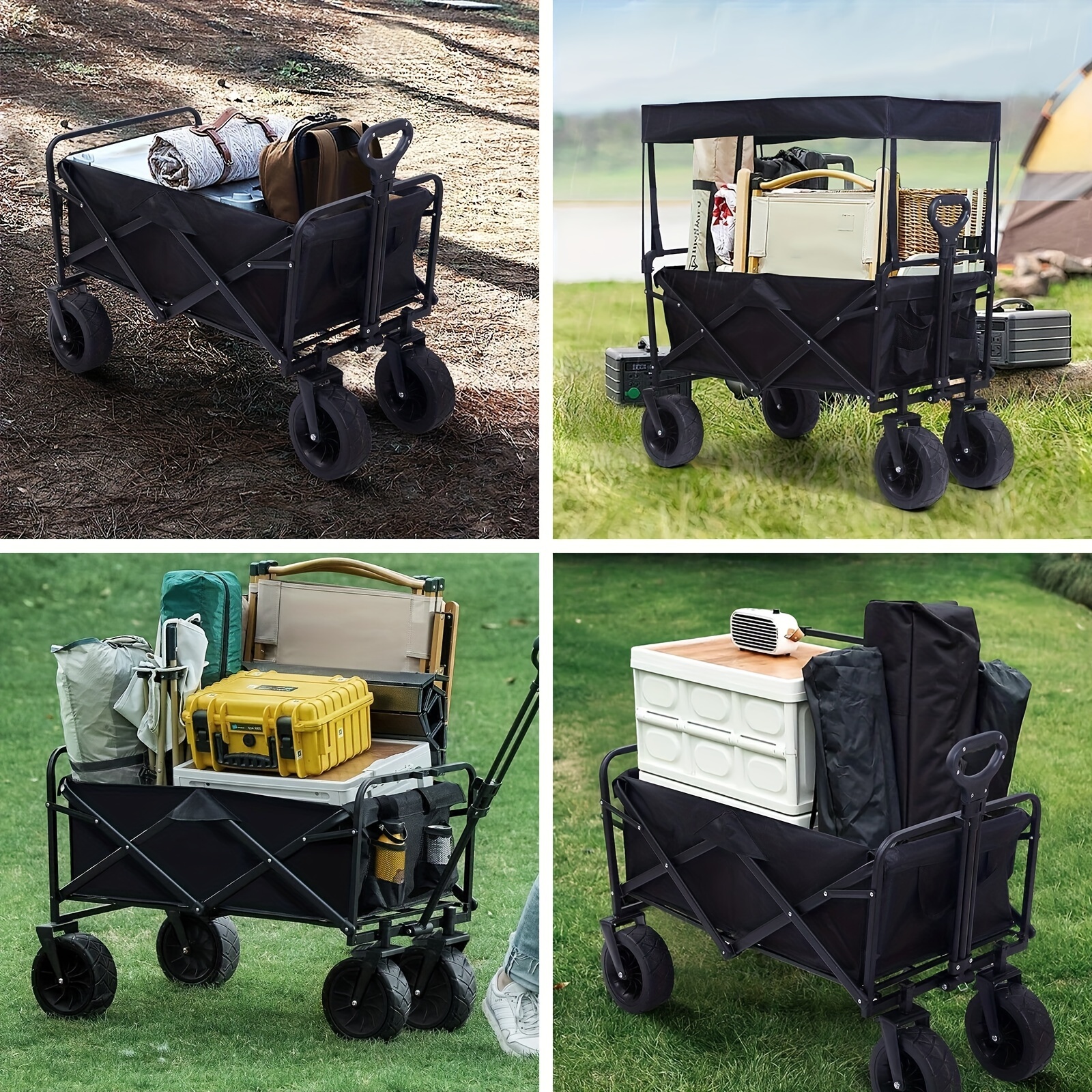 foldable canopy wagon portable camping and garden cart 220lbs capacity details 2