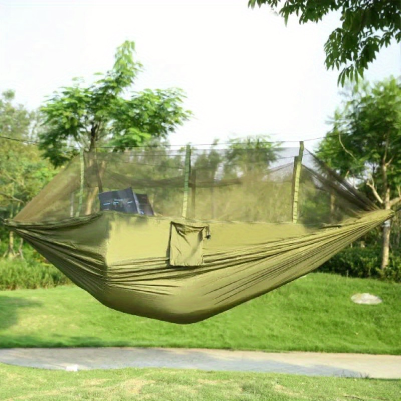 600lbs load 2 persons hammock with mosquito net outdoor hiking camping hommock portable nylon swing hanging bed details 0