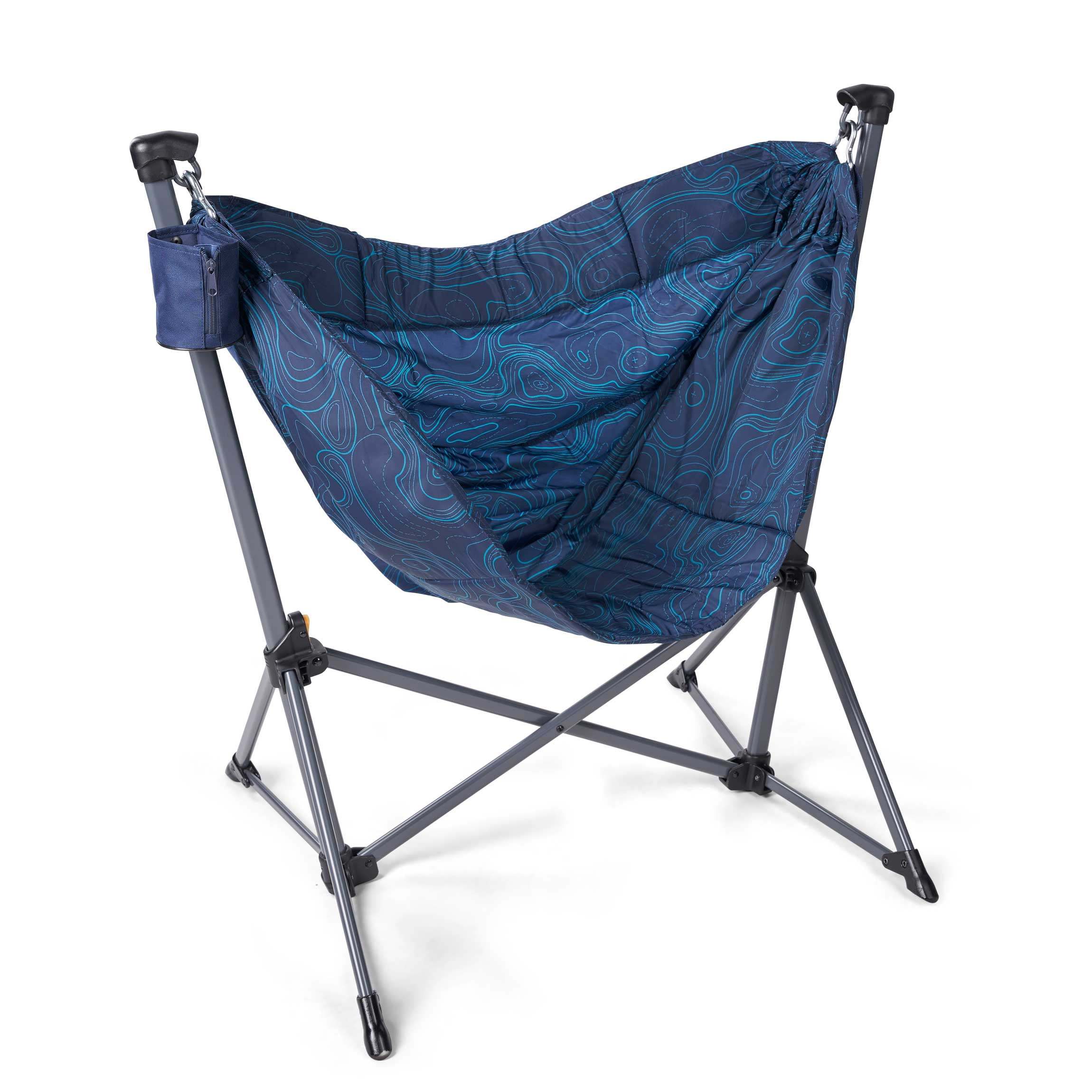 portable hammock camping chair nylon blue details 2