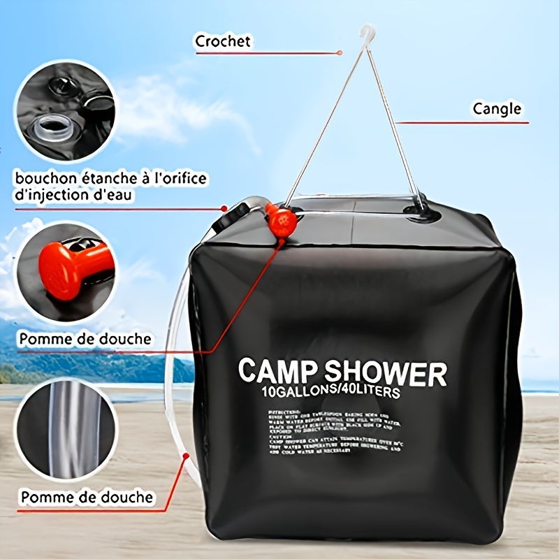 portable 40l camping shower bag convenient hand washing and water storage for outdoor adventures details 0