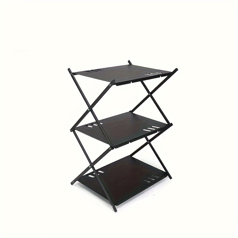 outdoor aluminum alloy 3 layer 3 plate shelves portable folding camping picnic barbecue storage rack dining table garden folding dining table with storage bag details 1