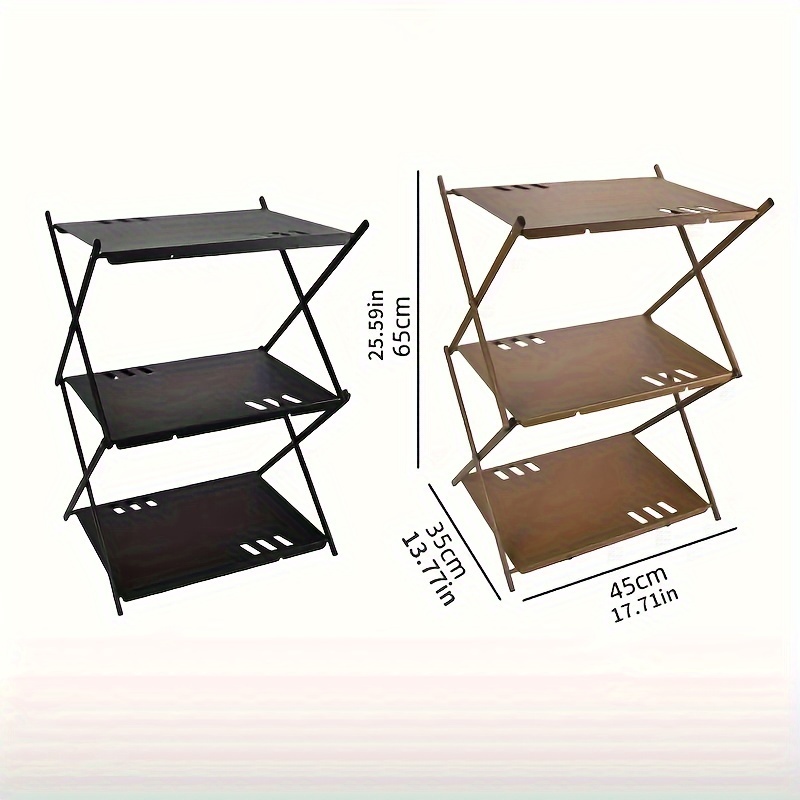 outdoor aluminum alloy 3 layer 3 plate shelves portable folding camping picnic barbecue storage rack dining table garden folding dining table with storage bag details 3