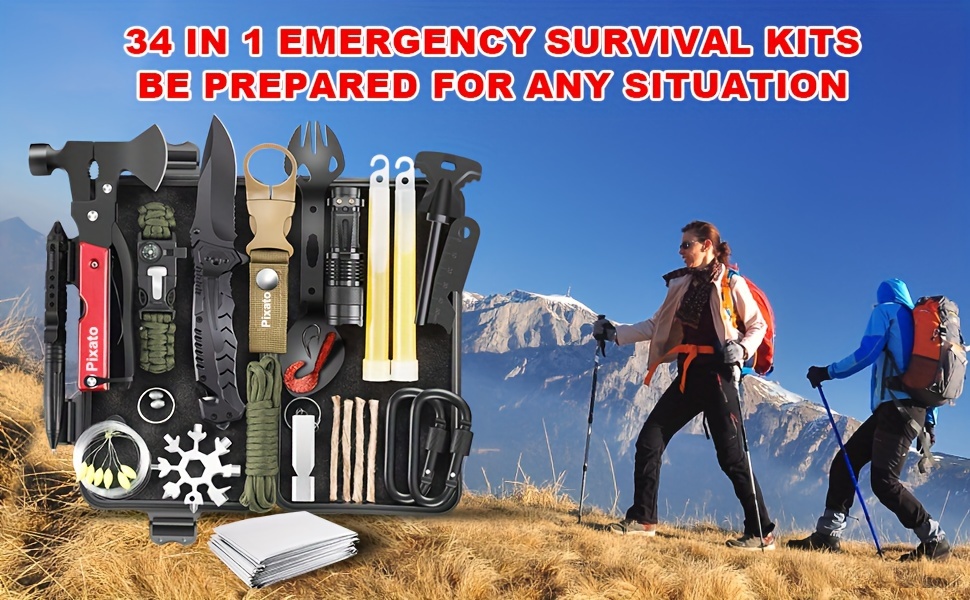 gifts for fathers day survival kit gifts for men dad husband teenage boy 34 in 1 kits for families outdoors camping hiking adventures details 0