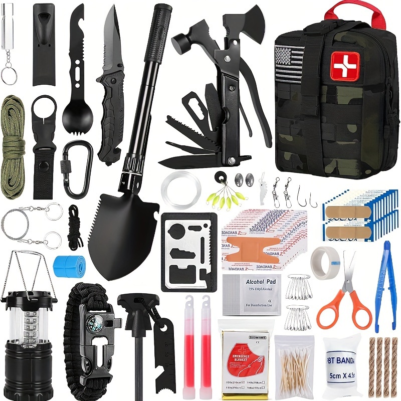 survival first aid kit 170pcs survival kits trauma kit with essential survival gear emergency supplies for hiking camping backpacking outdoor adventure details 1