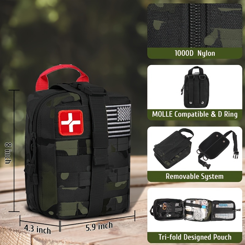 survival first aid kit 170pcs survival kits trauma kit with essential survival gear emergency supplies for hiking camping backpacking outdoor adventure details 2