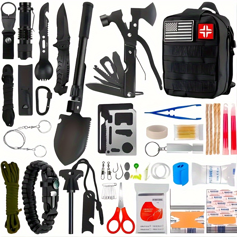 survival first aid kit essential trauma gear emergency supplies for hiking camping backpacking adventures details 1