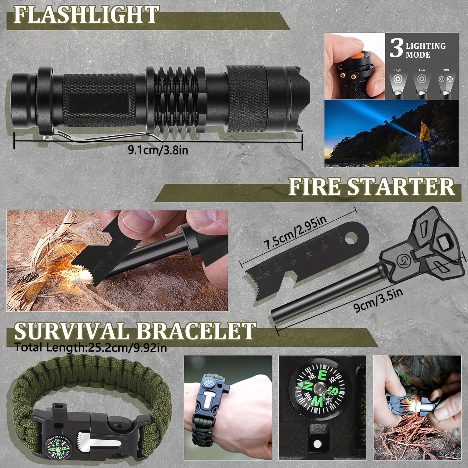 gifts for men dad husband boyfriend him survival kits 13 in 1 survival gear camping essentials cool gadgets for camping hiking wilderness adventures and disaster preparedness details 6