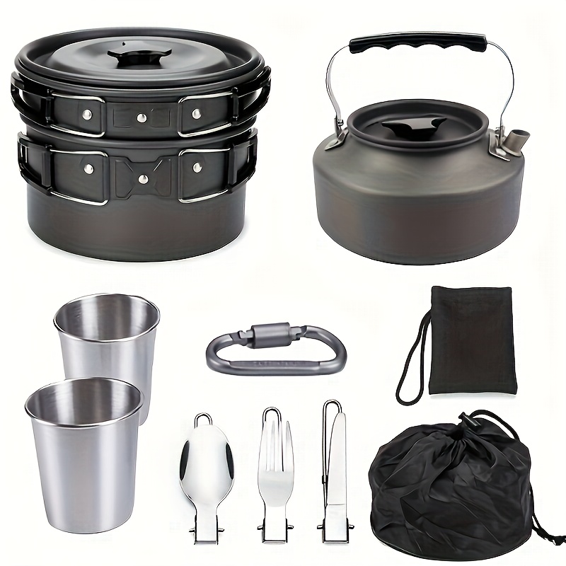 12 sets of aluminum alloy camping cookware equipment backpack camping equipment pots and pans set pots and kettles cooking set details 1