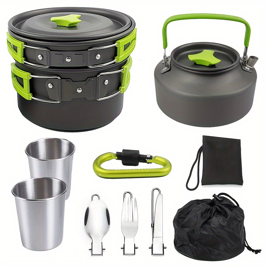 12 sets of aluminum alloy camping cookware equipment backpack camping equipment pots and pans set pots and kettles cooking set details 2