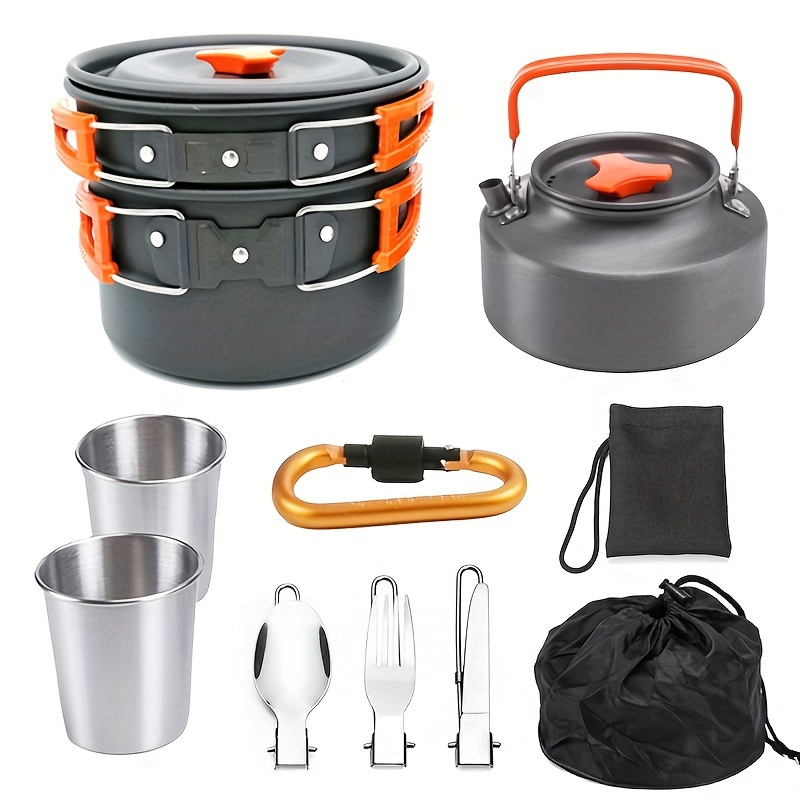 12 sets of aluminum alloy camping cookware equipment backpack camping equipment pots and pans set pots and kettles cooking set details 5