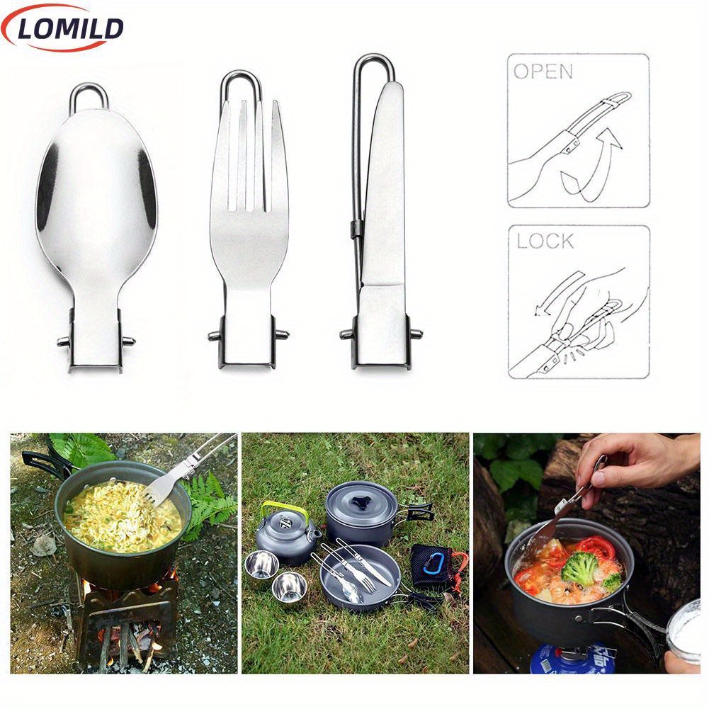   8pcs set portable camping cookware kit outdoor pot pan kettle portable cookware set for outdoor cooking camping tableware hiking picnic details 4