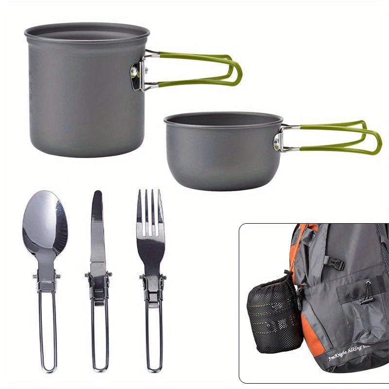 aluminum alloy camping cookware set portable durable with stainless steel utensils perfect for outdoor cooking picnics details 0