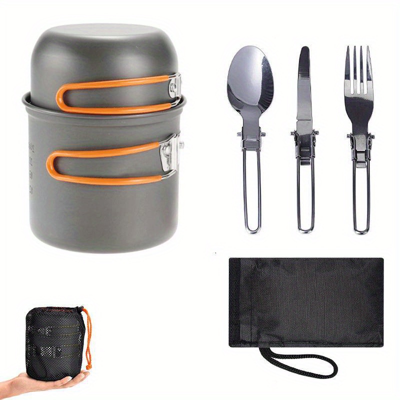 aluminum alloy camping cookware set portable durable with stainless steel utensils perfect for outdoor cooking picnics details 4