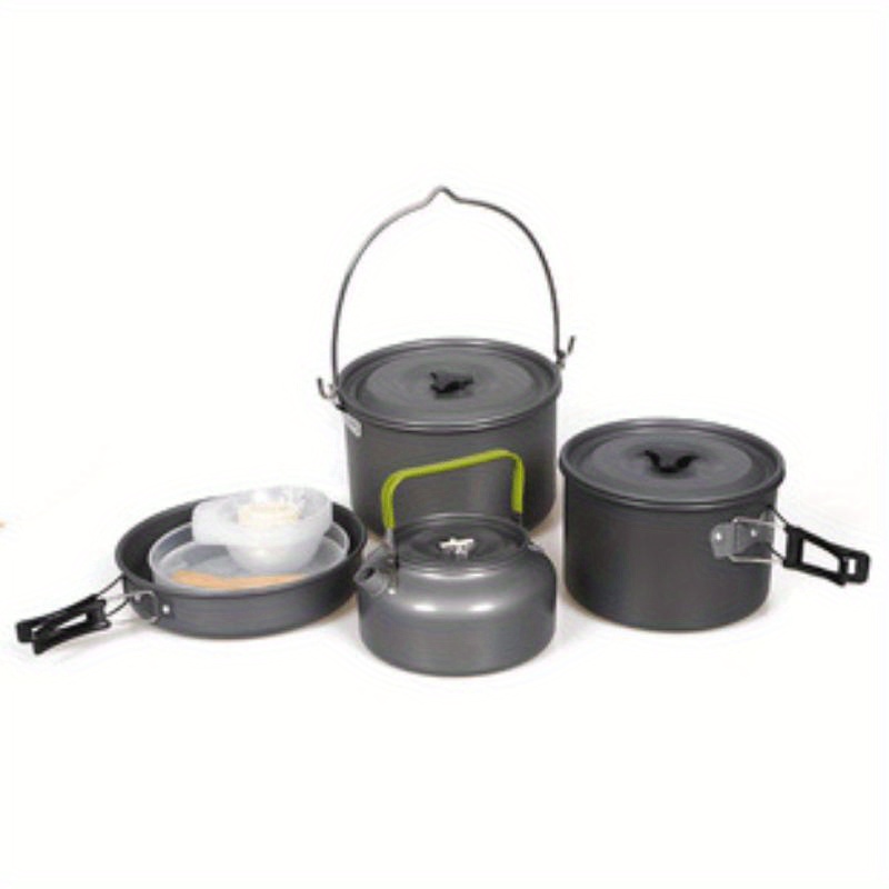 aluminum alloy camping cookware set portable durable with stainless steel utensils perfect for outdoor cooking picnics details 5