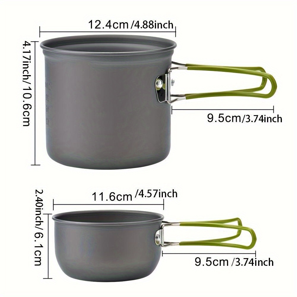 aluminum alloy camping cookware set portable durable with stainless steel utensils perfect for outdoor cooking picnics details 7