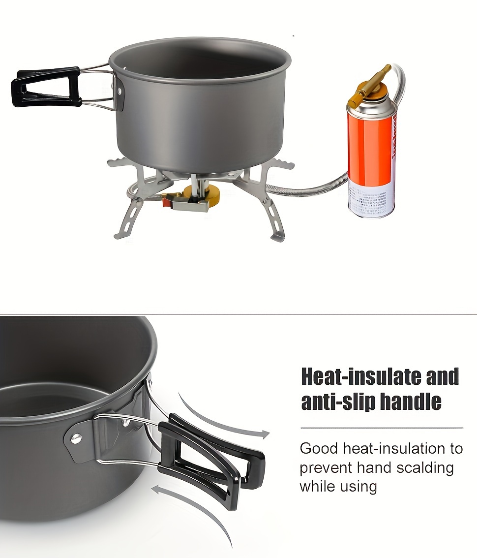 3 piece lightweight camping cookware set aluminum outdoor   with pots pans kettle perfect for hiking backpacking and picnics details 1