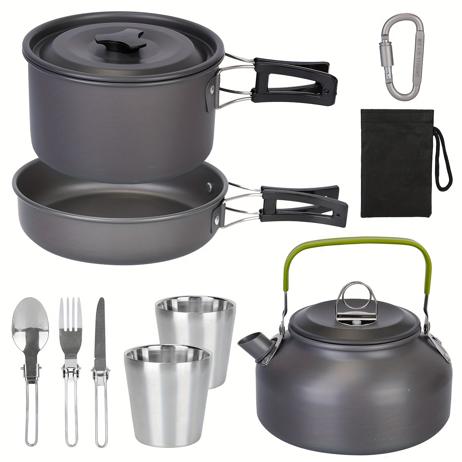 12pcs set camping cookware set with stove aluminum pot pans portable for outdoor cooking picnic hiking details 5