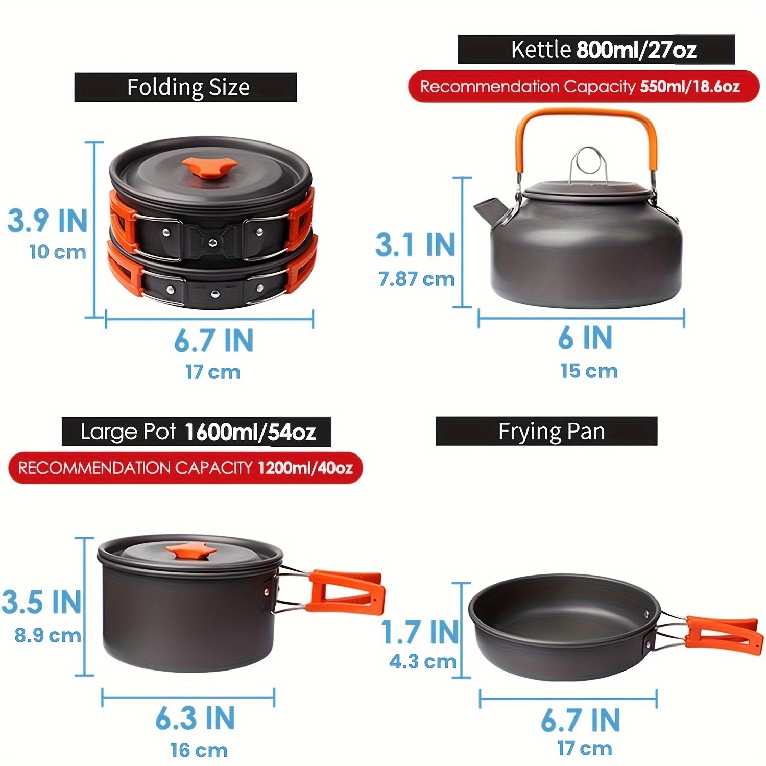   camping cookware set camping gear campfire utensils non stick cooking equipment lightweight stackable pot pan bowls with storage bag for outdoor hiking details 4