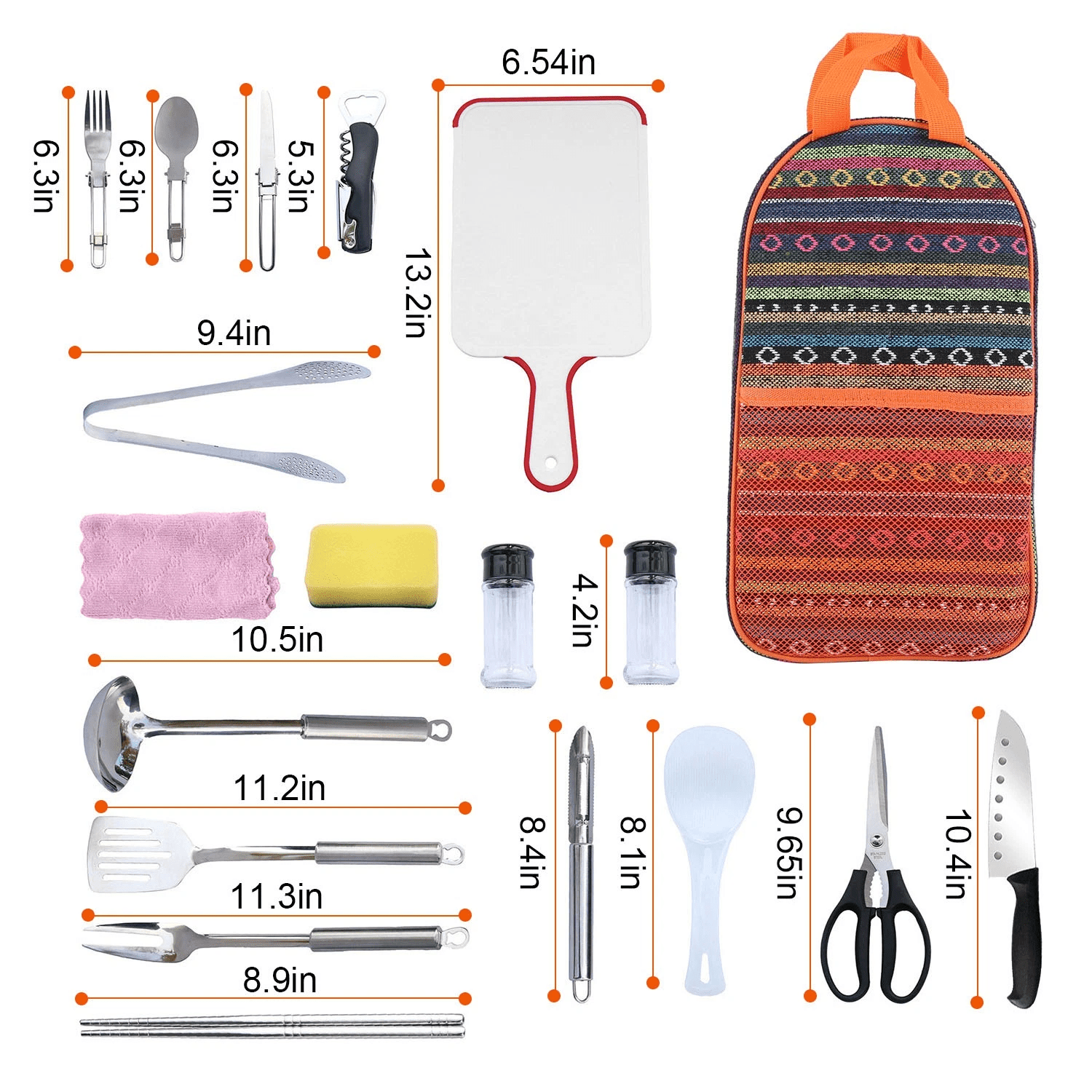 19pcs camping cooking utensil kit portable picnic cookware outdoor   gear campfire barbecue appliances with storage bag details 3