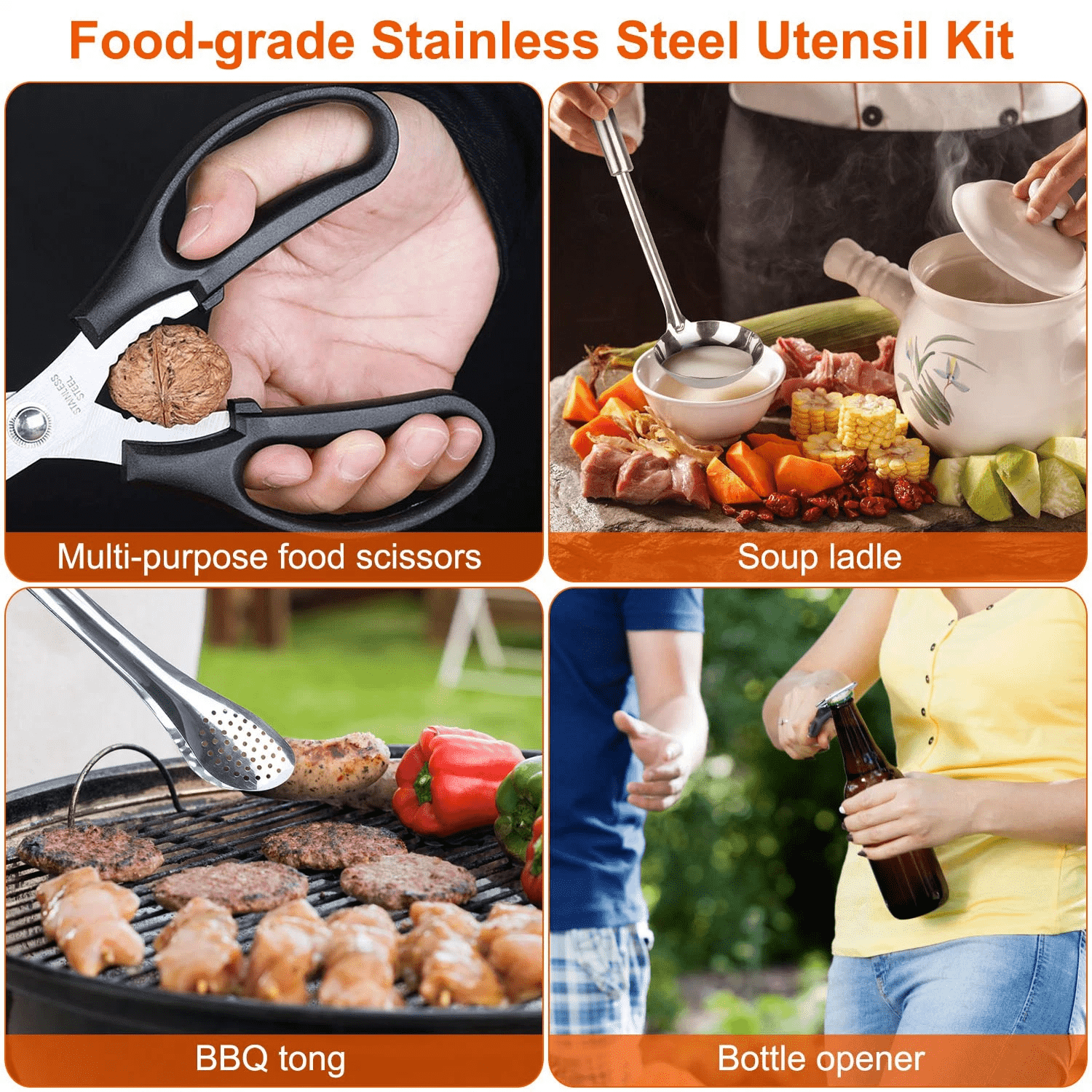 19pcs camping cooking utensil kit portable picnic cookware outdoor   gear campfire barbecue appliances with storage bag details 5