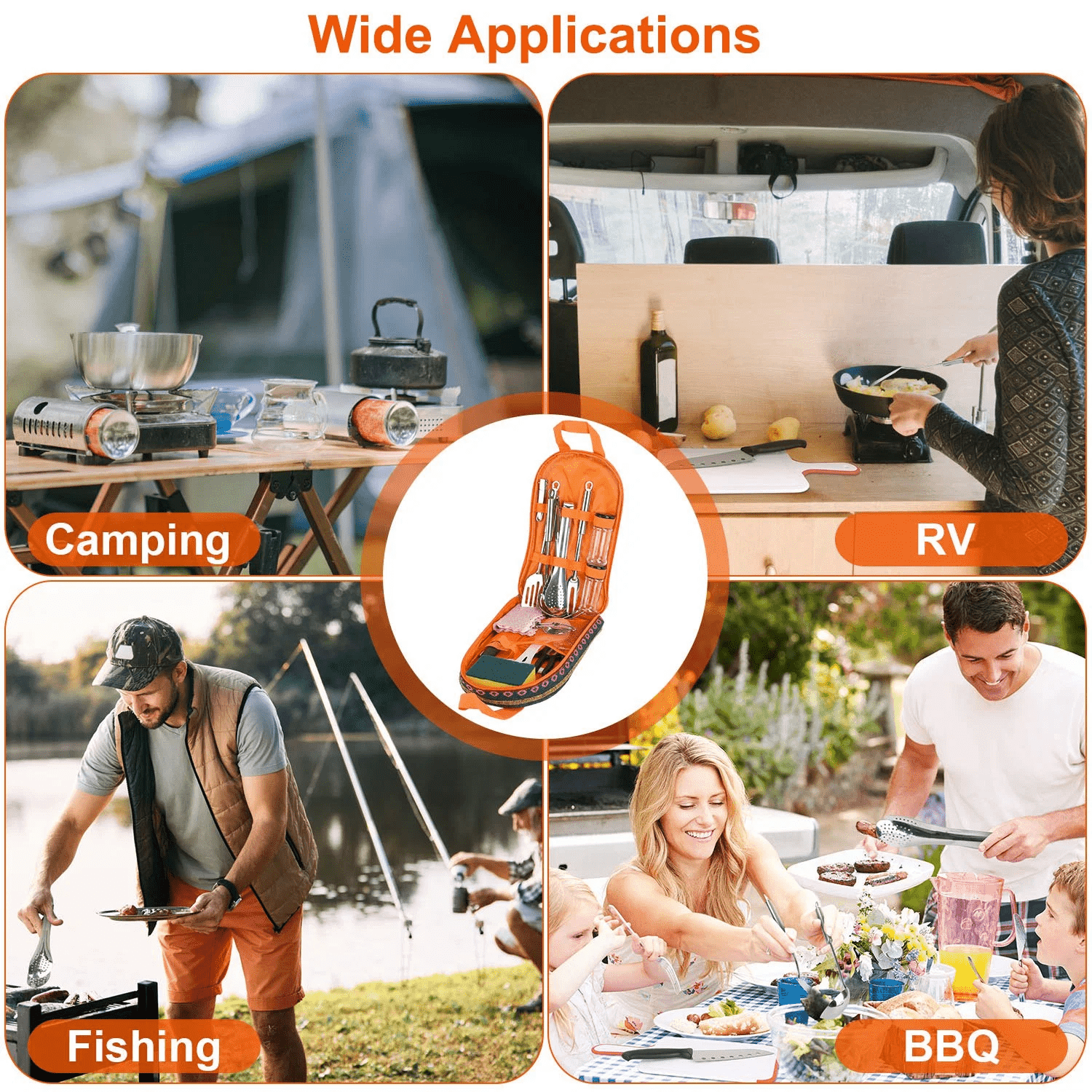 19pcs camping cooking utensil kit portable picnic cookware outdoor   gear campfire barbecue appliances with storage bag details 9