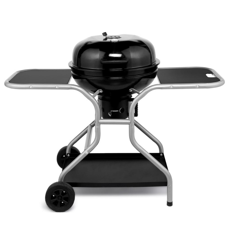 12864100cm black with frame and wheels model iron charcoal grill details 1