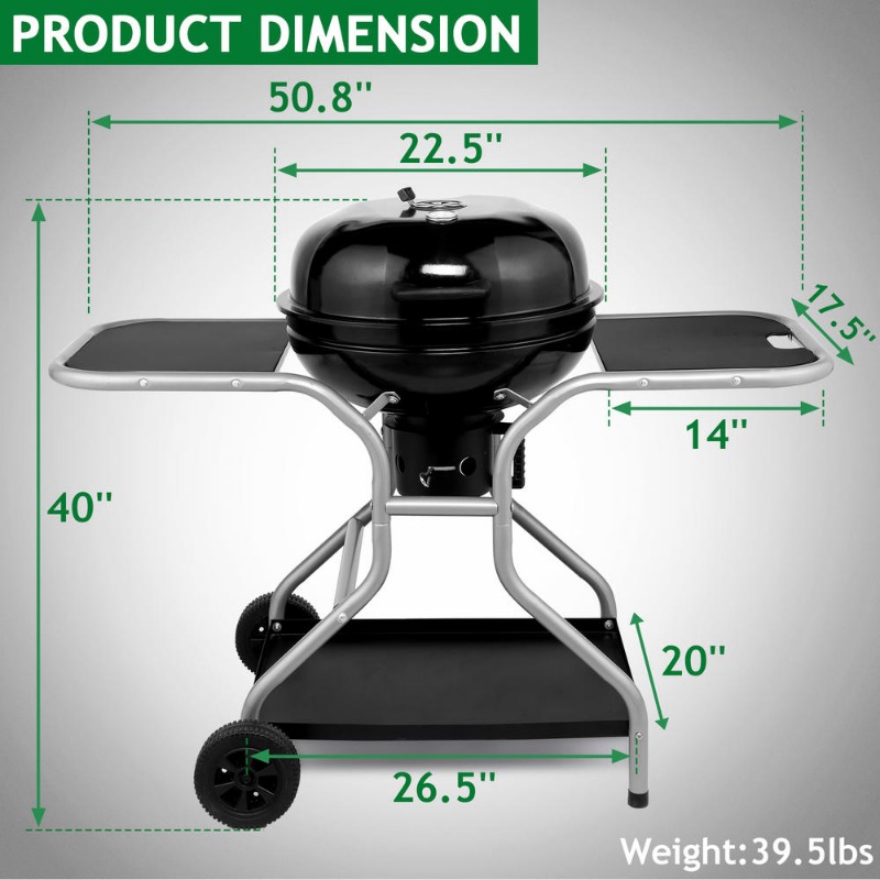 12864100cm black with frame and wheels model iron charcoal grill details 2