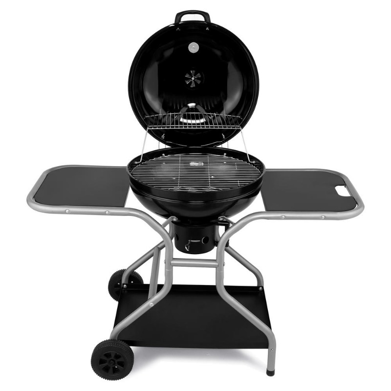 12864100cm black with frame and wheels model iron charcoal grill details 3