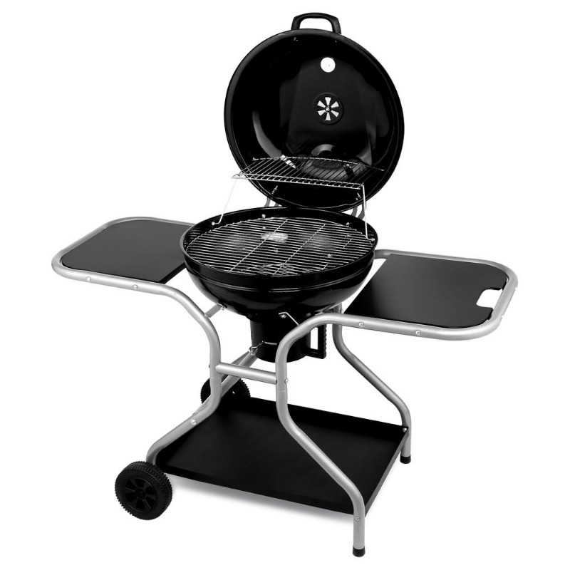 12864100cm black with frame and wheels model iron charcoal grill details 4