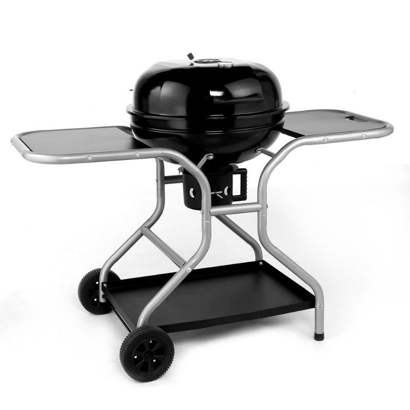 12864100cm black with frame and wheels model iron charcoal grill details 5