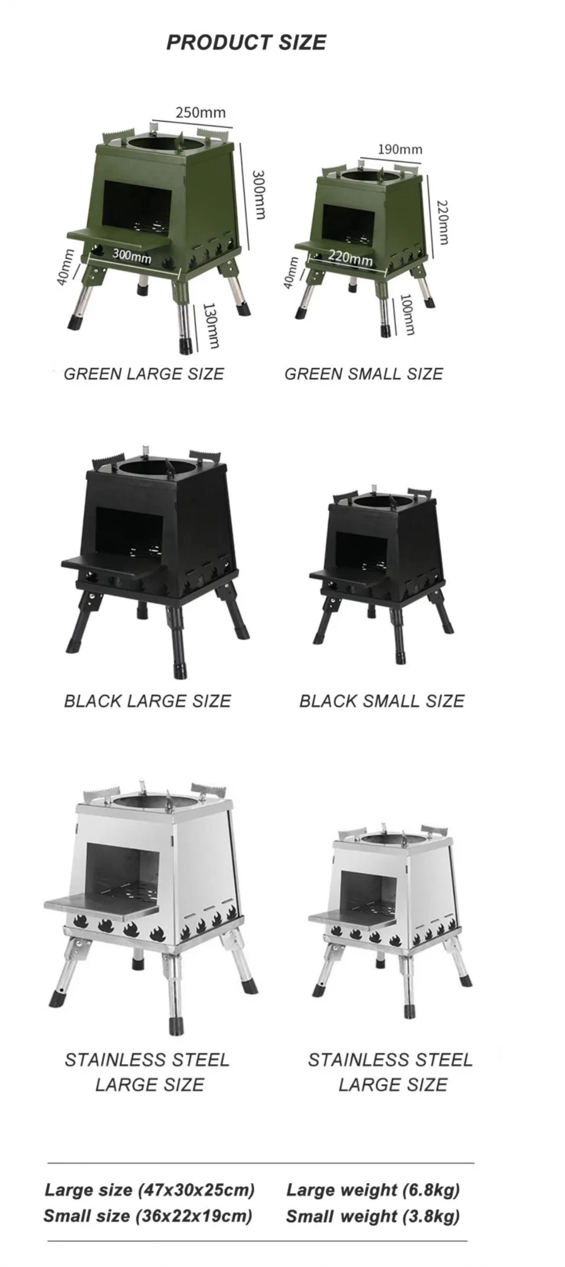 wood burning camp stove portable cast iron wood stove for outdoor hiking picnic bbq travel black details 2