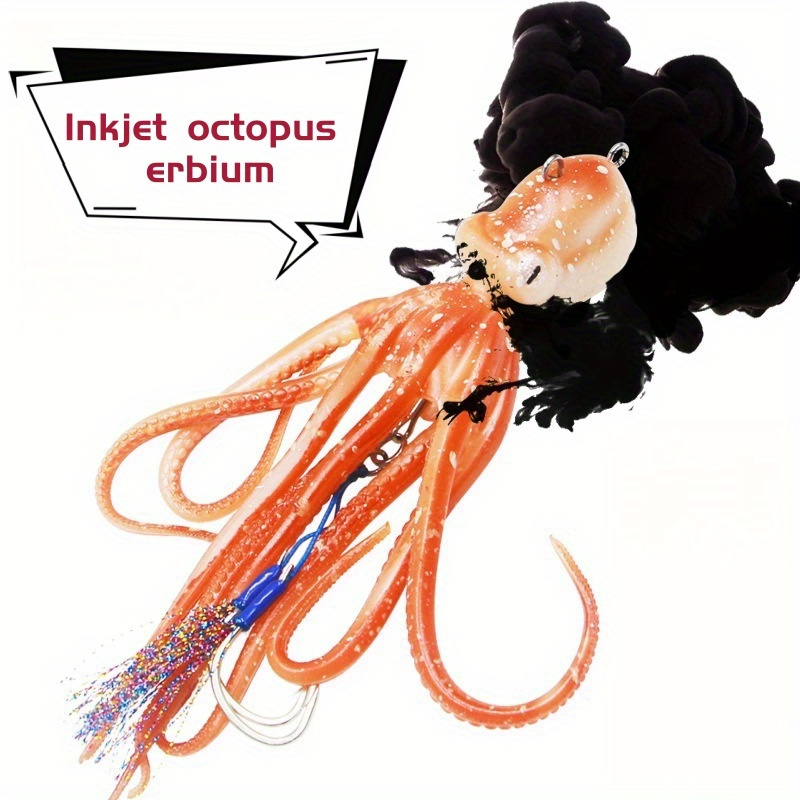 inkjet night light octopus lure 200g simulated squid jig realistic inkjet octopus jig sailboat accessories saltwater ocean fishing squid lure hook octopus jig details 3