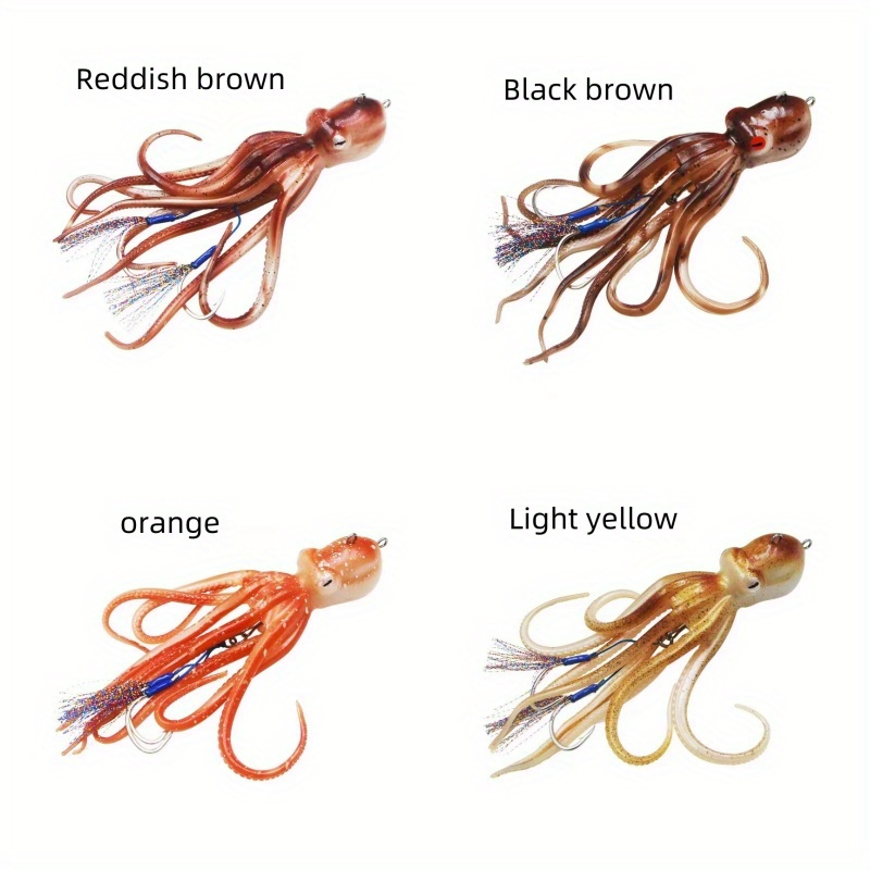 inkjet night light octopus lure 200g simulated squid jig realistic inkjet octopus jig sailboat accessories saltwater ocean fishing squid lure hook octopus jig details 5