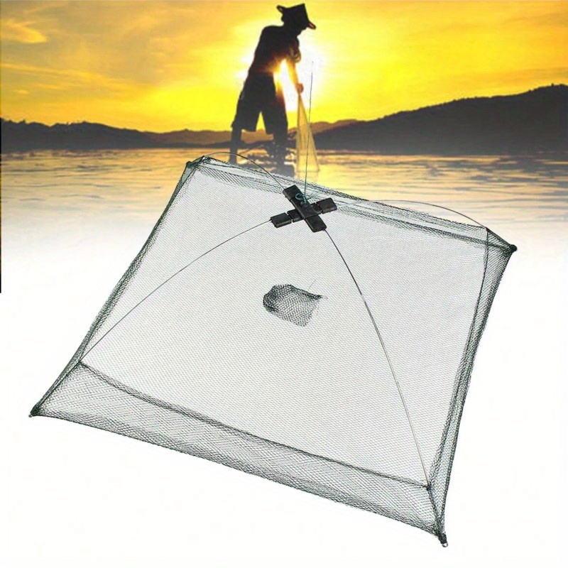 1pc folding fishing net fishnets mesh net umbrella shaped fishing nets hand thrown fishing nets portable fishing landing net foldable bait cast tool automatic nylon details 2