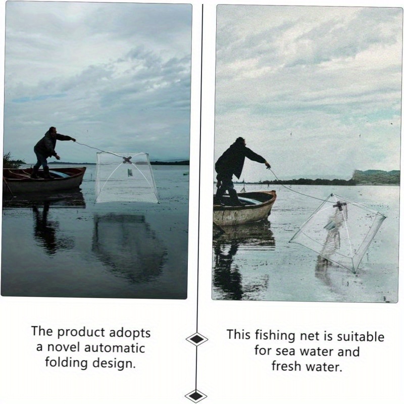 1pc folding fishing net fishnets mesh net umbrella shaped fishing nets hand thrown fishing nets portable fishing landing net foldable bait cast tool automatic nylon details 6