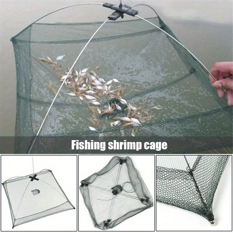 1pc folding fishing net fishnets mesh net umbrella shaped fishing nets hand thrown fishing nets portable fishing landing net foldable bait cast tool automatic nylon details 8